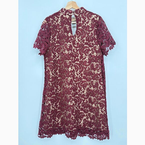 Altar'd State Burgundy Lace Overlay Dress, Sz Large, Choker Funeral Wedding - Picture 2 of 10